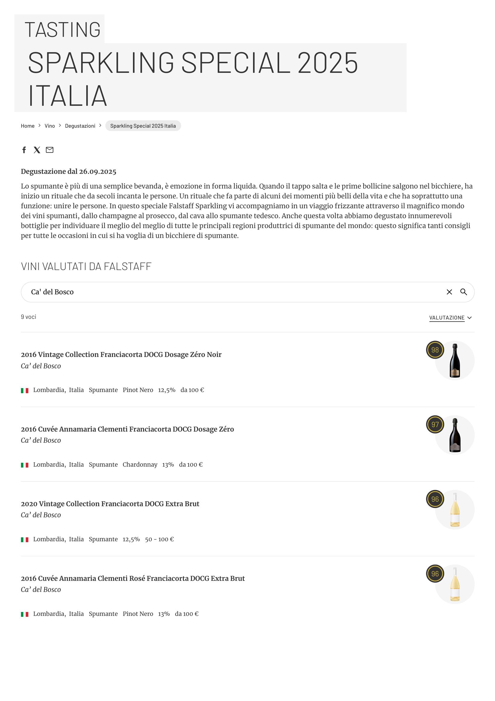 Tasting sparkling special 2025 Italia